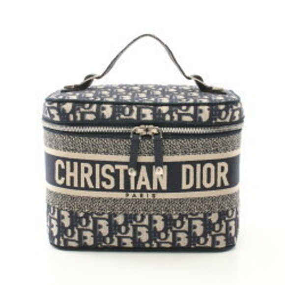Dior DiorTravel Vanity Oblique Canvas Handbag Navy Blue Ivory White - Picture 1 of 8